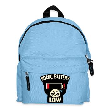 Social Battery Low Tee – Hilarious Introvert Humor - Kids' Backpack - light blue - Front