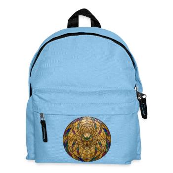 Stained Glass Spider Web Mosaic Illustration - Kids' Backpack - light blue - Front
