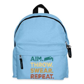 Aim. Throw. Wear. Repeat. - Kinder Rucksack - Hellblau - Vorne