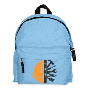 Bauhelm & Werkzeug – Handwerker Logo - Kinder Rucksack - Hellblau - Vorne