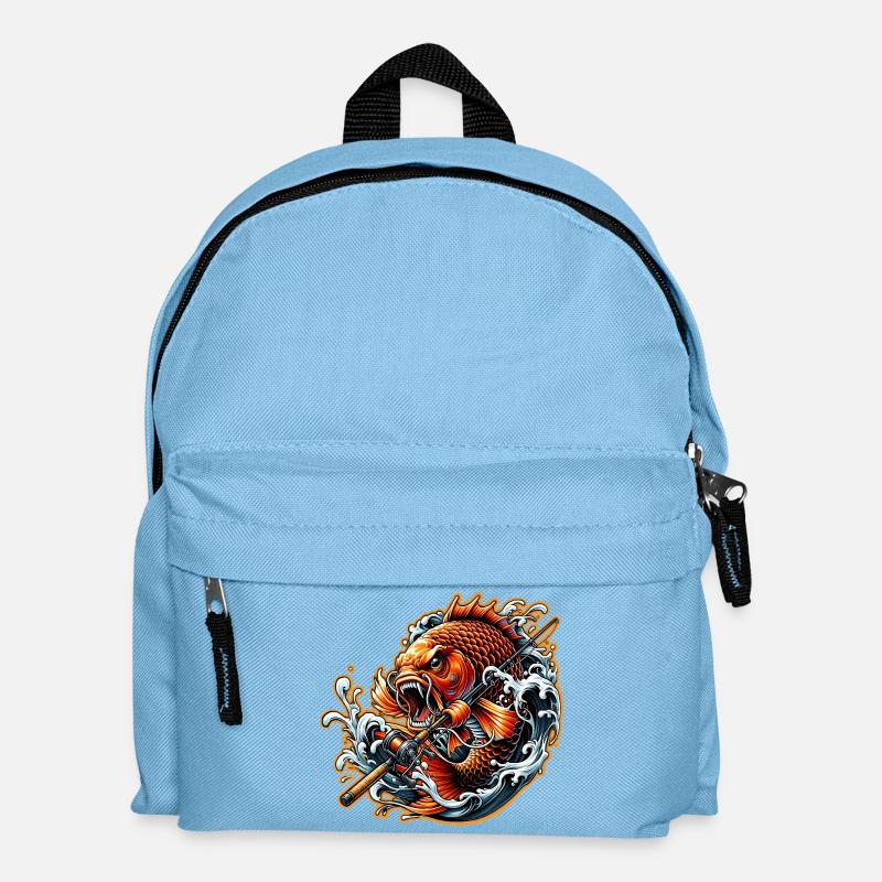 Fisch Mit Angel - Kinder Rucksack - Hellblau
