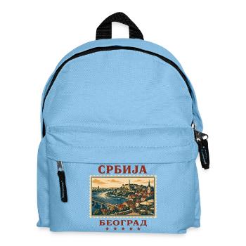 Serbien Belgrad Vintage Reisemarke - Kinder Rucksack - Hellblau - Vorne