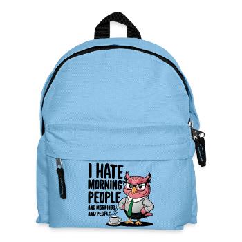 Business owl in suit with coffee - Kids' Backpack - light blue - Front