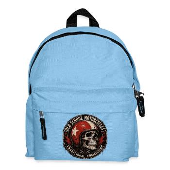 Old School Motorcycle Skull Emblem - Kids' Backpack - light blue - Front
