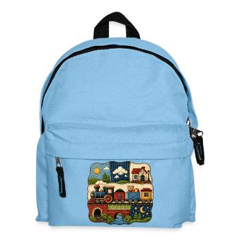 Children's Train Landscape Motif - Kids' Backpack - light blue - Front