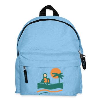 Backpacker am Palmenstrand - Kinder Rucksack - Hellblau - Vorne