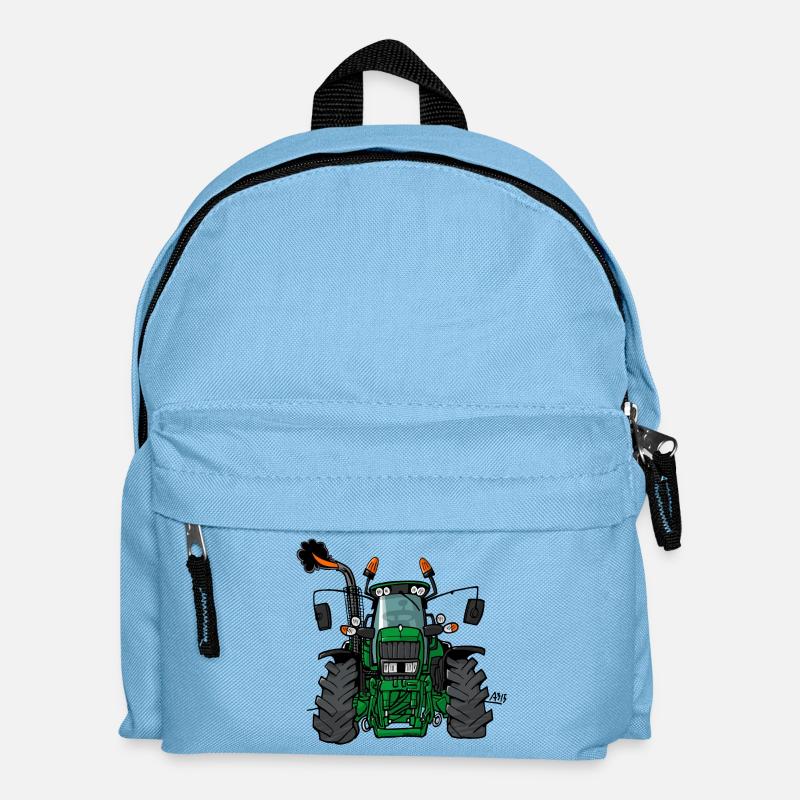 0175 Green tractor - Kids' Backpack - light blue