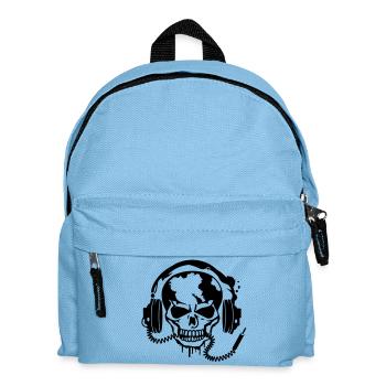 Totenschädel mit Kopfhörer und Kopfhörer Kabel - Kinder Rucksack - Hellblau - Vorne