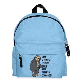 Faultier Zum Schlafen Geboren Arbeiten Gezwungen - Kinder Rucksack - Hellblau - Vorne