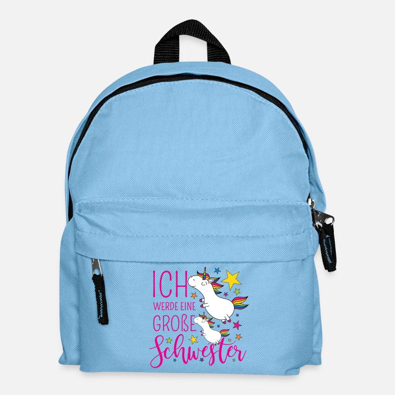Große Schwester Einhorn Einhörner pink Sterne bunt - Kinder Rucksack - Hellblau