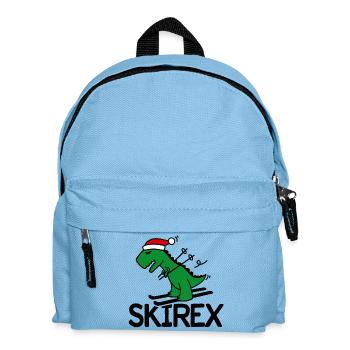 Skirex T-Rex Skifahren Dinosaurier Tyrannosaurus Ski Wortspiel - Kinder Rucksack - Hellblau - Vorne