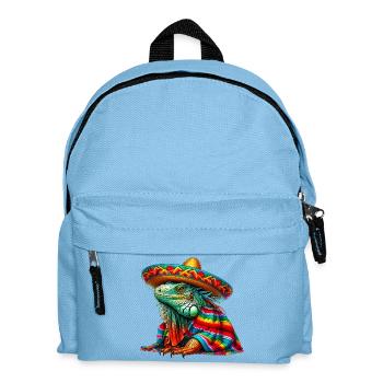 Mexican Iguana with Poncho and Sombrero Mexico - Kids' Backpack - light blue - Front