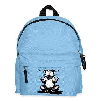 Zenhamster im Sitzen Schwarzweiß - Kinder Rucksack - Hellblau - Vorne