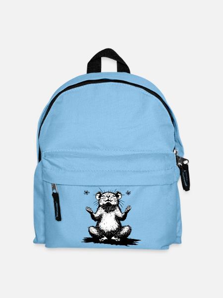 Hamster zen assis en noir et blanc - Sac à dos Enfant - bleu clair