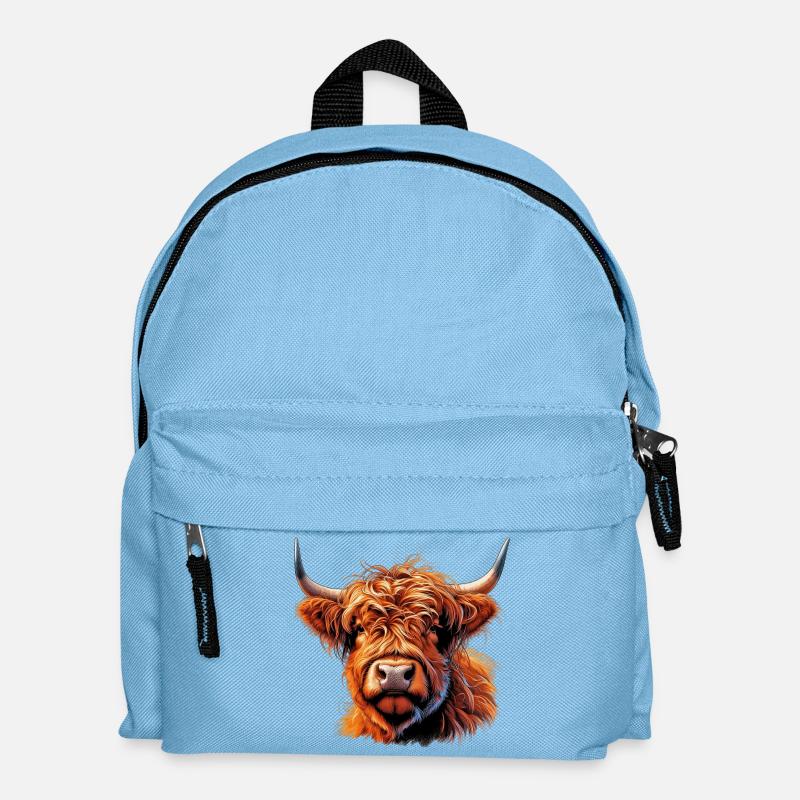 Scottish Highland Cow - Kids' Backpack - light blue