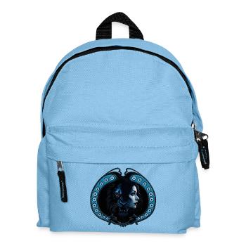 La majesté mystique, la belle femme et le lion noir. - Sac à dos Enfant - bleu clair - Devant