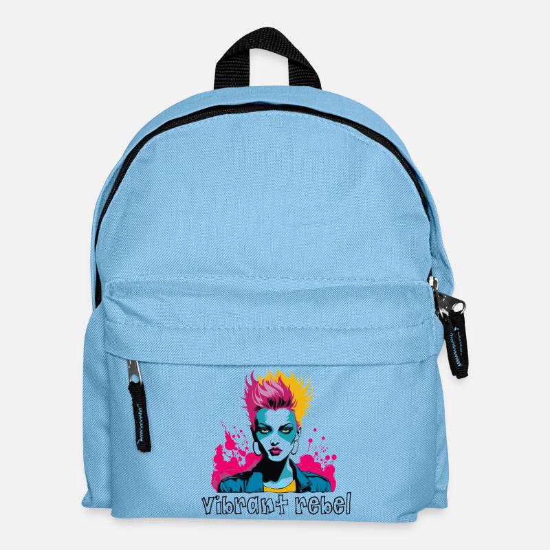 Vibrant Rebel - Explosive Pop Art Portrait - Kids' Backpack - light blue