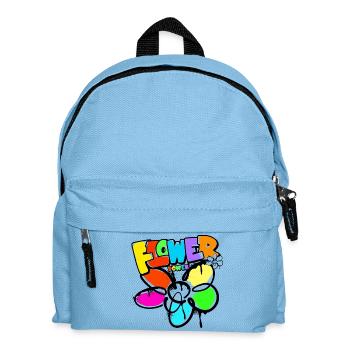 Flower Power Blumenkind Weltfrieden Graffit - Kinder Rucksack - Hellblau - Vorne
