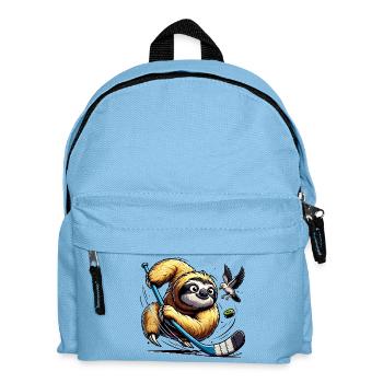 Faultier Eishockey Spieler Mit Schlaeger Und Puck - Kinder Rucksack - Hellblau - Vorne