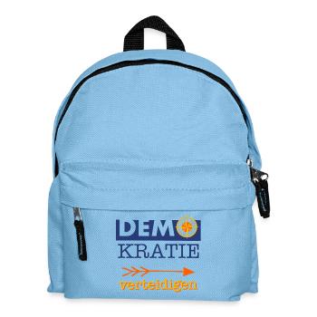 „Demokratie verteidigen“ blau orange gelb Kompass - Kinder Rucksack - Hellblau - Vorne