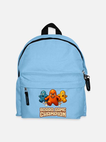 Brettspiel Champion – Lustige Spielfiguren - Kinder Rucksack - Hellblau