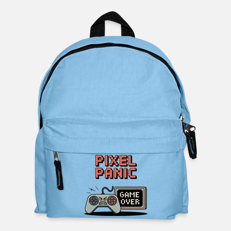Pixel Panic – Game Over Rage Modus - Kinder Rucksack - Hellblau