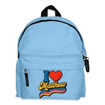 I Love Matthew Retro Logo - Kids' Backpack - light blue - Front