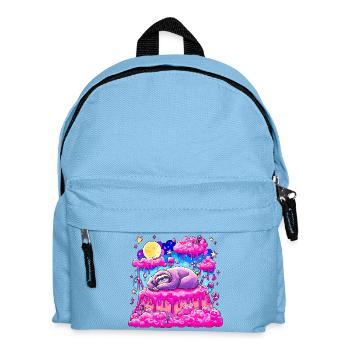 Paresseux Pourpre Dormeur sur Gâteau Rose - Sac à dos Enfant - bleu clair - Devant