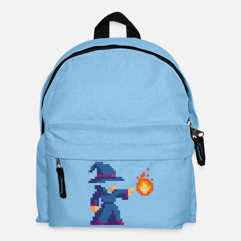 Pixel Wizard und Feuer - Kinder Rucksack - Hellblau