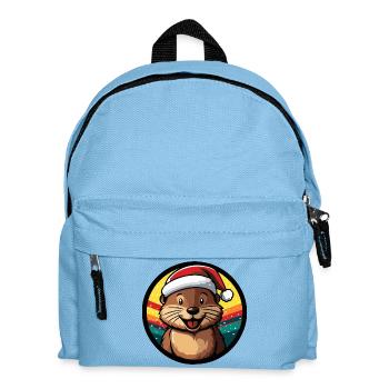 Winter otter in Santa hat - Kids' Backpack - light blue - Front