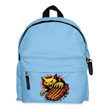 Angry Cat Claw Smash Power Illustration - Kids' Backpack - light blue - Front