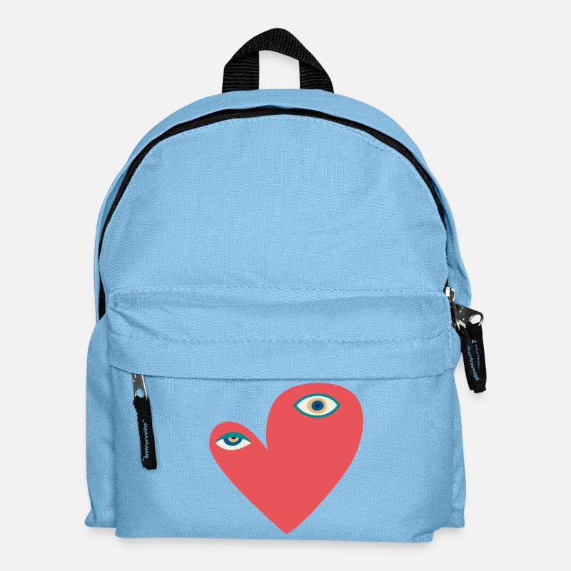 Surreales Herz mit Augen - Kinder Rucksack - Hellblau