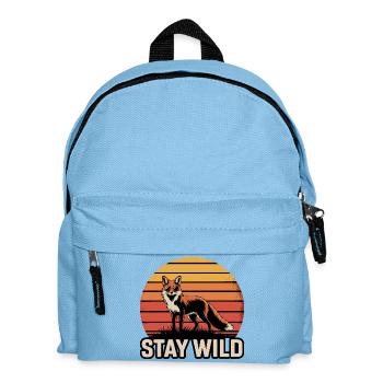 Stay Wild Fuchs – Retro Vintage Sonnenuntergang - Kinder Rucksack - Hellblau - Vorne