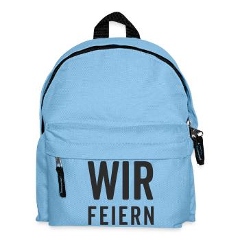Wir feiern – Party Motiv  - Kinder Rucksack - Hellblau - Vorne