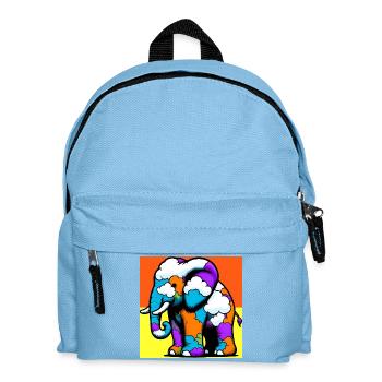 Éléphant avec Nuage et Nuages - Sac à dos Enfant - bleu clair - Devant