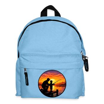 Sunset fishing with dad and child - Kids' Backpack - light blue - Front