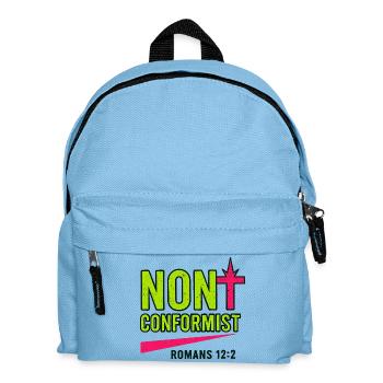 Chrétien Pop Art Romains 12:2 Design Néon - Sac à dos Enfant - bleu clair - Devant