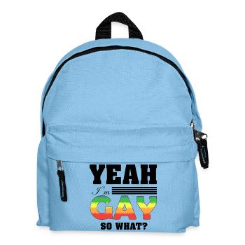 Yeah I'm Gay So What Funny Pride Rainbow Art - Sac à dos Enfant - bleu clair - Devant