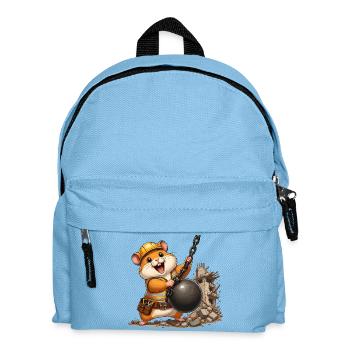 Construction hamster with demolition ball - Kids' Backpack - light blue - Front
