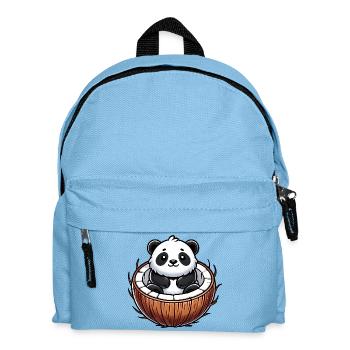Cute Panda in Coconut Cartoon - Kids' Backpack - light blue - Front