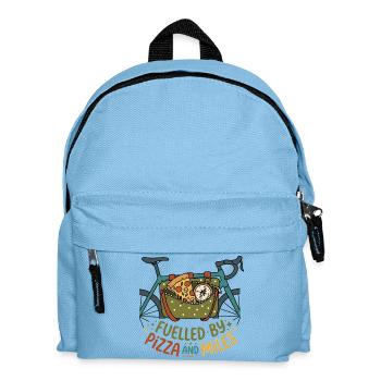 Angetrieben von Pizza und Miles Bikepacking - Kinder Rucksack - Hellblau - Vorne