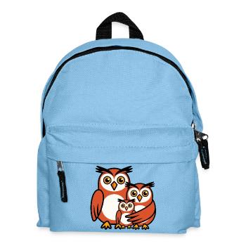 Eulenfamilie - Kinder Rucksack - Hellblau - Vorne