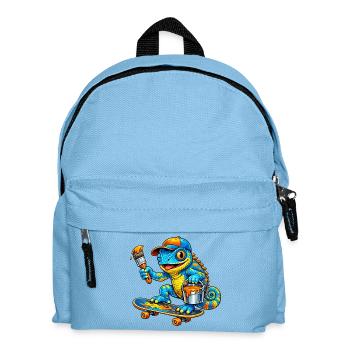 Chameleon on skateboard - Kids' Backpack - light blue - Front