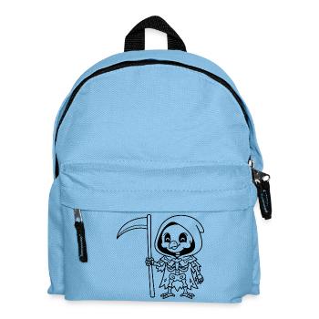Niedliches Skelett-Huhn-Sensenmann-Grim-Reaper-Gruselbild - Kinder Rucksack - Hellblau - Vorne