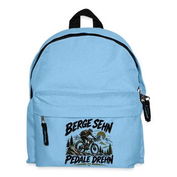 Berge sehn - Pedale drehn - für MTB Fahrer - Kinder Rucksack - Hellblau - Vorne