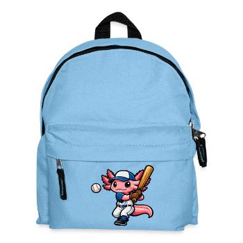 Axolotl beim Baseball – Süßes Sportmotiv - Kinder Rucksack - Hellblau - Vorne