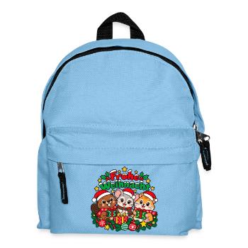 Frohe Weihnachten – Tiertrio - Kinder Rucksack - Hellblau - Vorne