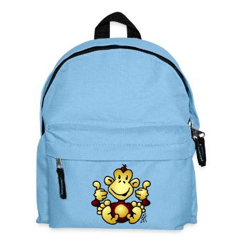 Affe - Kinder Rucksack - Hellblau - Vorne