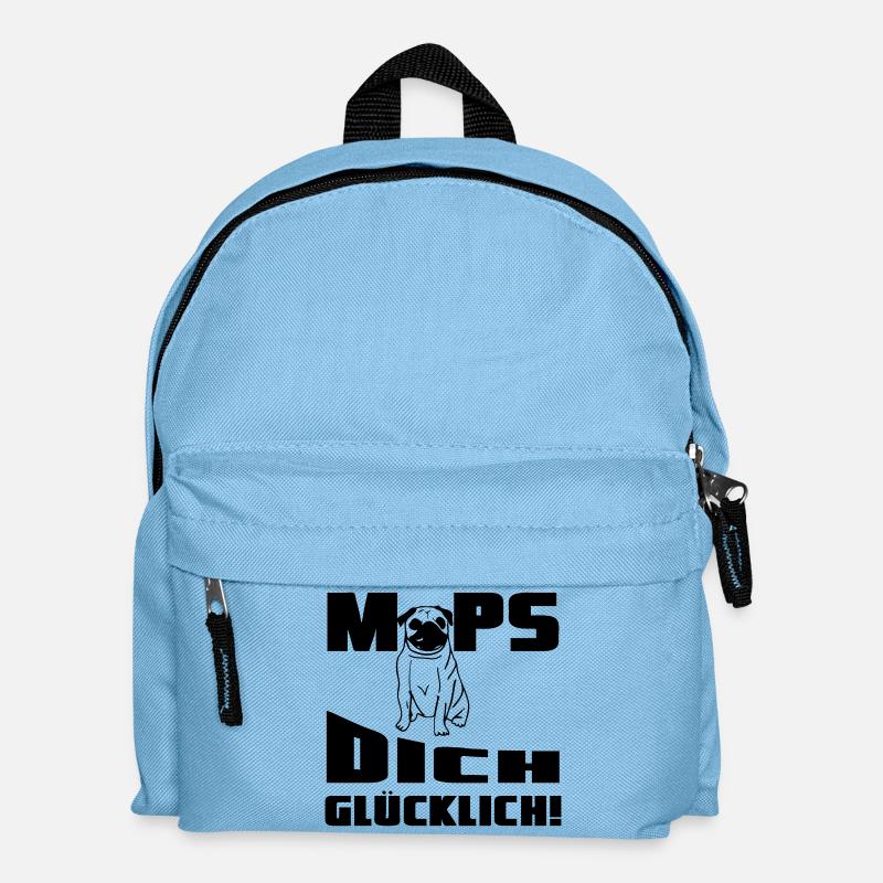 Mops dich glücklich! Geschenk - Kinder Rucksack - Hellblau