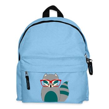 Waschbär Nerd - Kinder Rucksack - Hellblau - Vorne